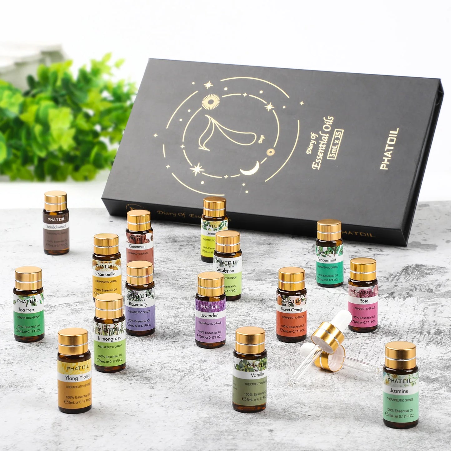 PHATOIL 15 Piece Essential Oils Set Eucalyptus Lavender