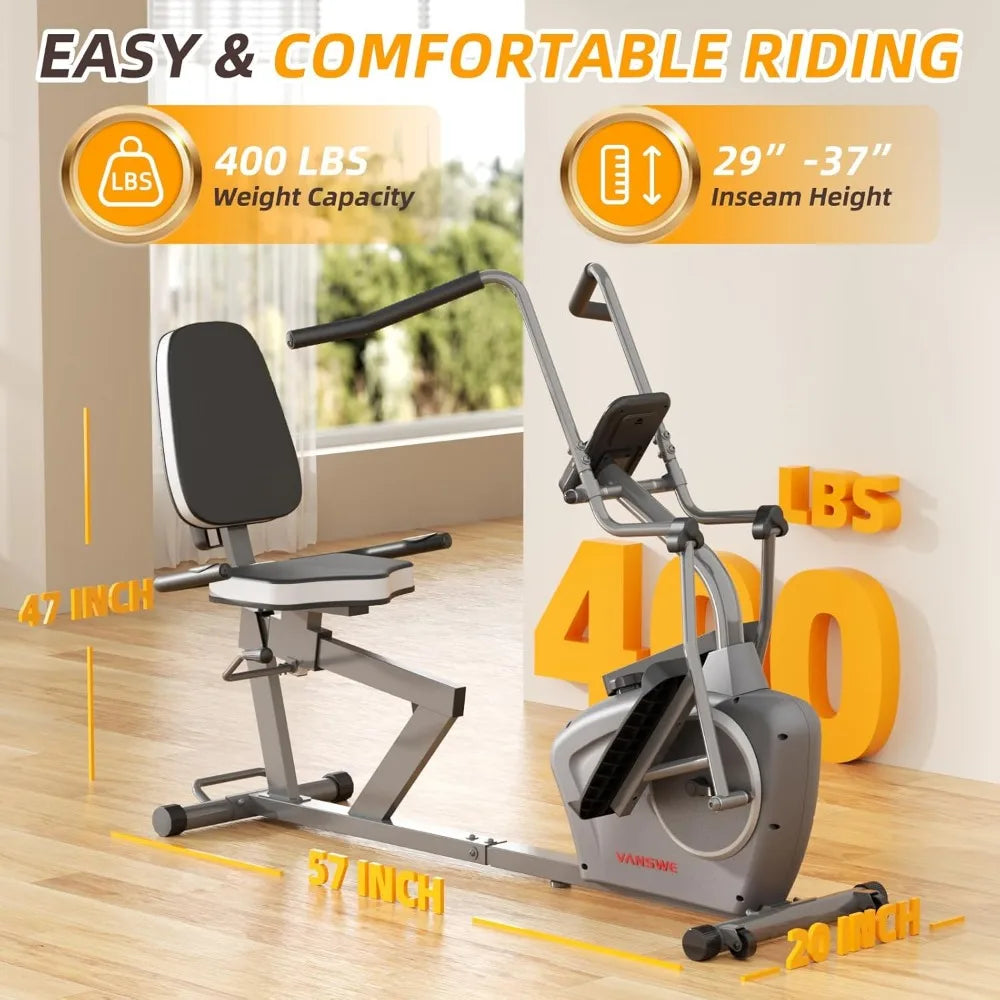 Seniors Elliptical Recumbent Cross Trainer with Arm Exerciser for Home Fitness Training - Recumbent Exercise Bike for Adults wit