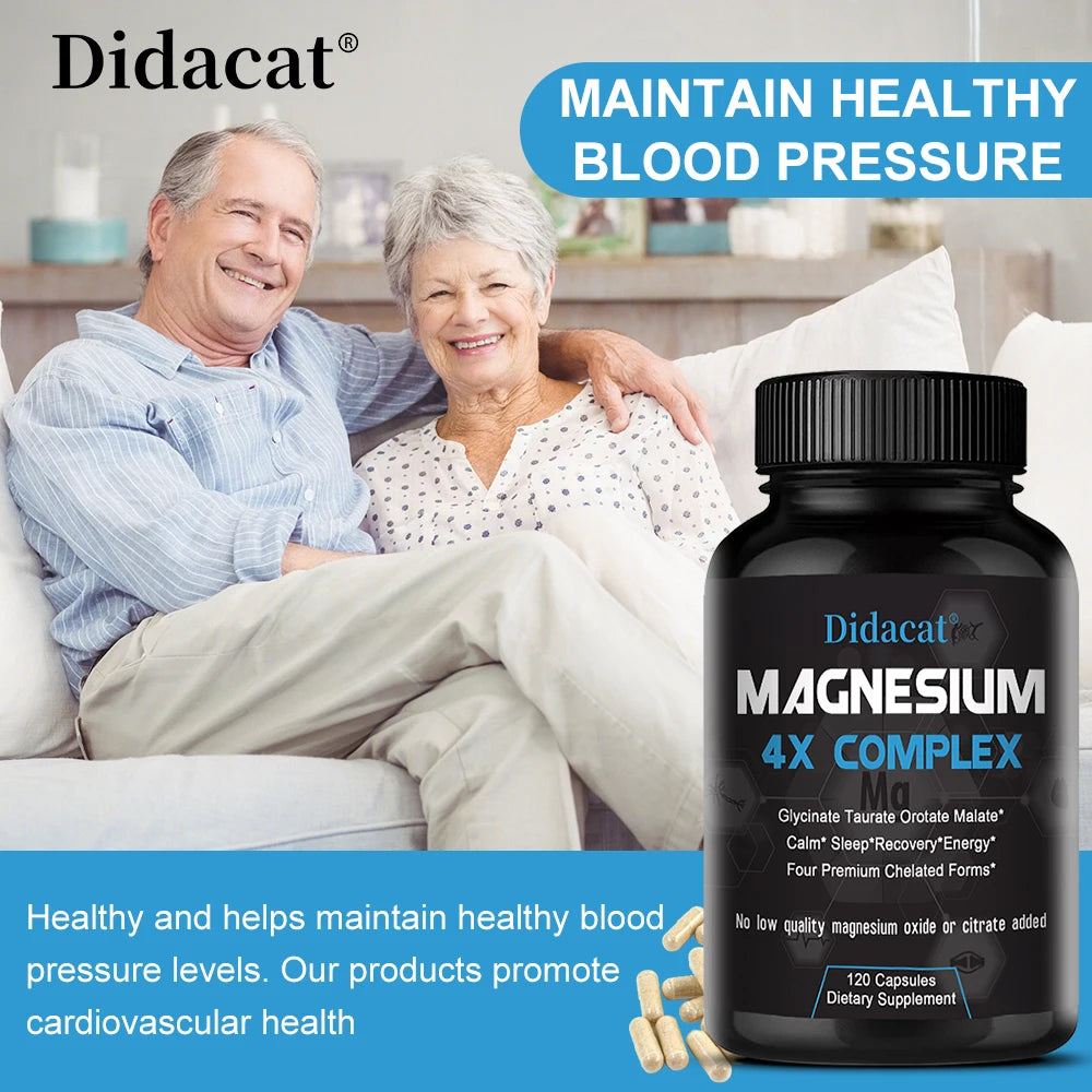 4X Magnesium Capsules - Sleep Calm Relaxation, Heart, Muscle, Joint Health - Non-GMO