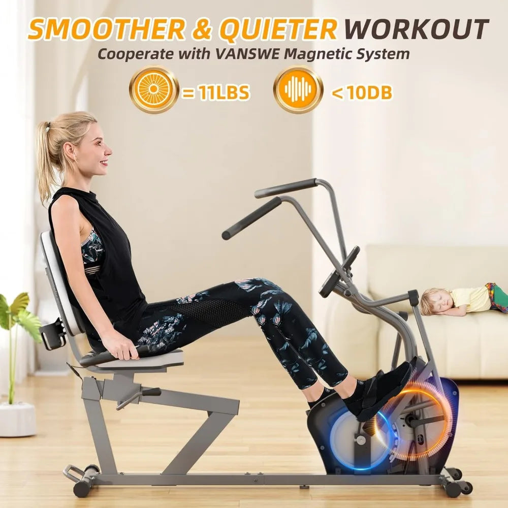 Seniors Elliptical Recumbent Cross Trainer with Arm Exerciser for Home Fitness Training - Recumbent Exercise Bike for Adults wit