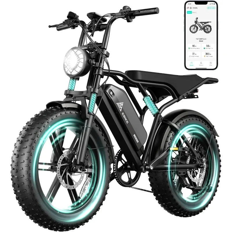 Electric Bike for Adults 1500W Peak 20" Fat Tire All-Terrain E-Bike 60/110 Miles 28MPH Electric Dirt Bike for Road Sand Moun