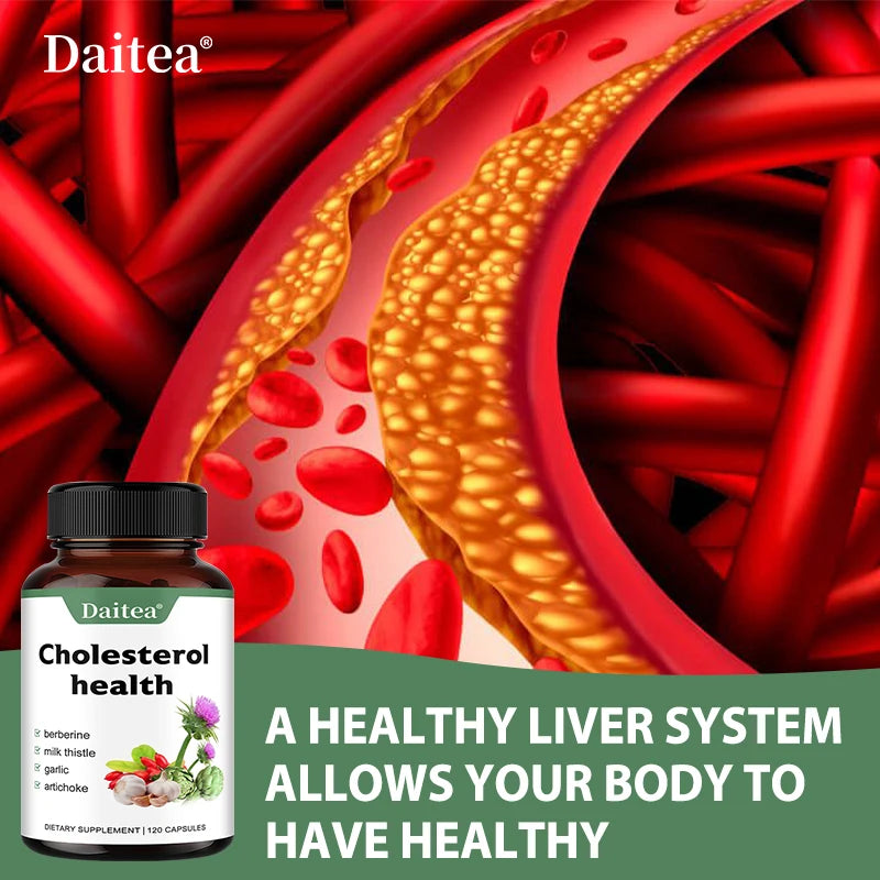 Cholesterol Health Capsules with Berberine, Milk Thistle, Garlic, Artichoke - Balanced Healthy Liver Function & Digestive System