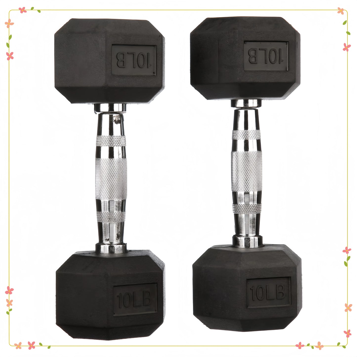 Hex Dumbbell Pair Rubber Encased For Home Gym Training