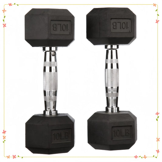 Hex Dumbbell Pair Rubber Encased For Home Gym Training