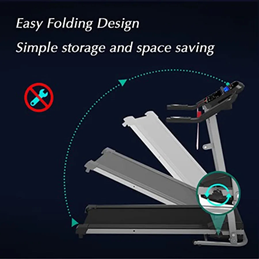 Folding Treadmill for Home Office Gym Electric Running Walking Exercise Machine with LCD Monitor Cup Holder 12 Preset Programs