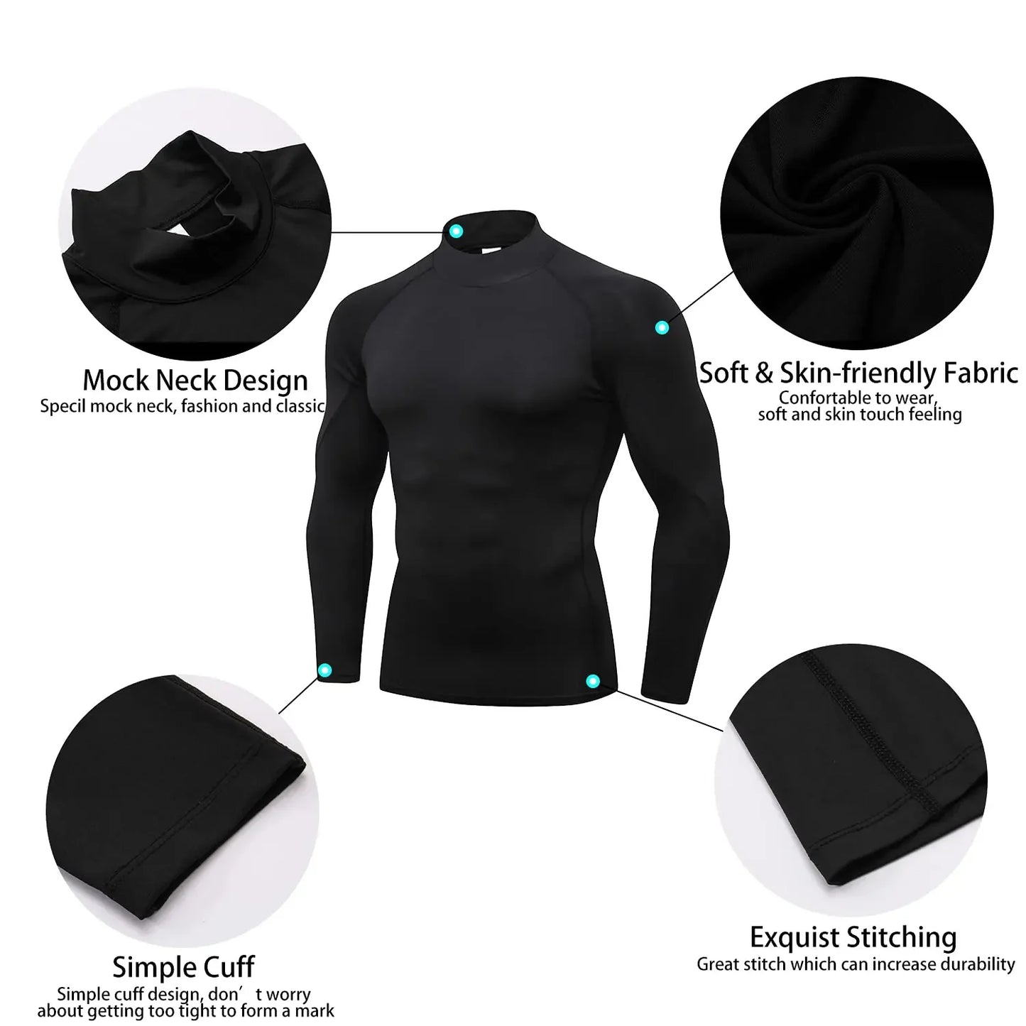 Mens Compression Shirts Long Sleeve Quick Dry Turtleneck