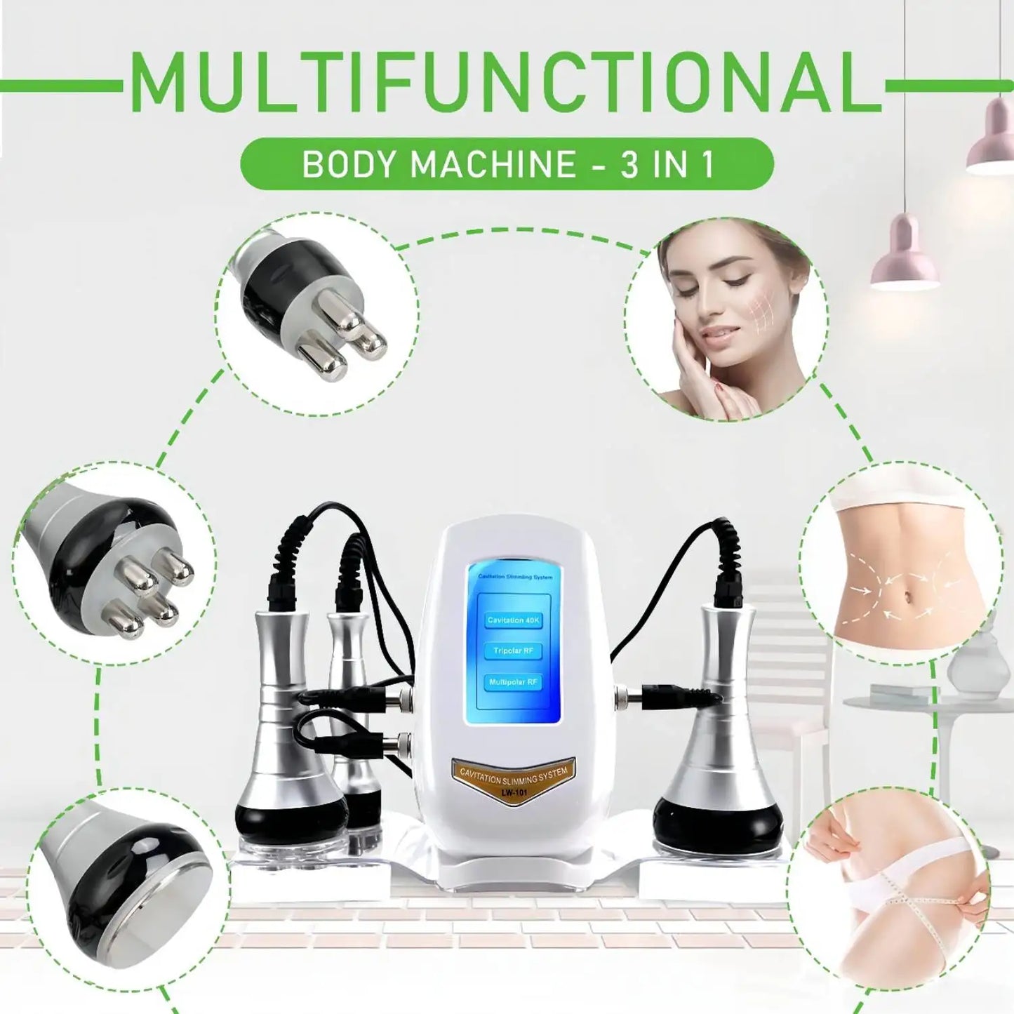 RF Tool 40K Cavitation Ultrasonic Body Slimming Machine Multi-Polar Anti-Wrinkle Rejuvenation Skin Lift Tighten
