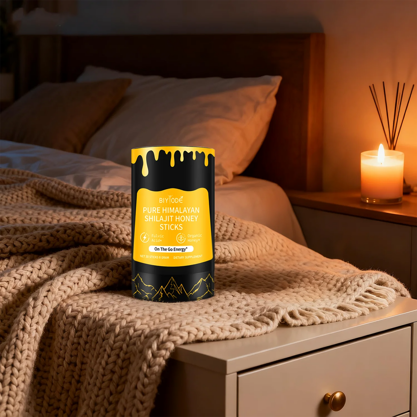 【BIYODE】Shilajit Honey Sticks Antioxidant Immunity Booster for Physical Mental Health Enhancement