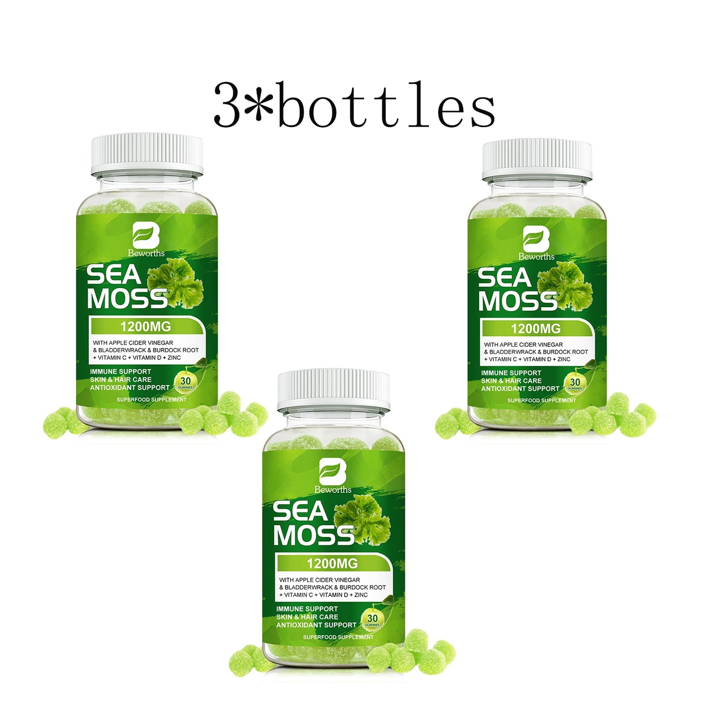 Sea Moss Gummies with Bladderwrack & Burdock Root for Thyroid Energy Immune Support Sea moss Supplement