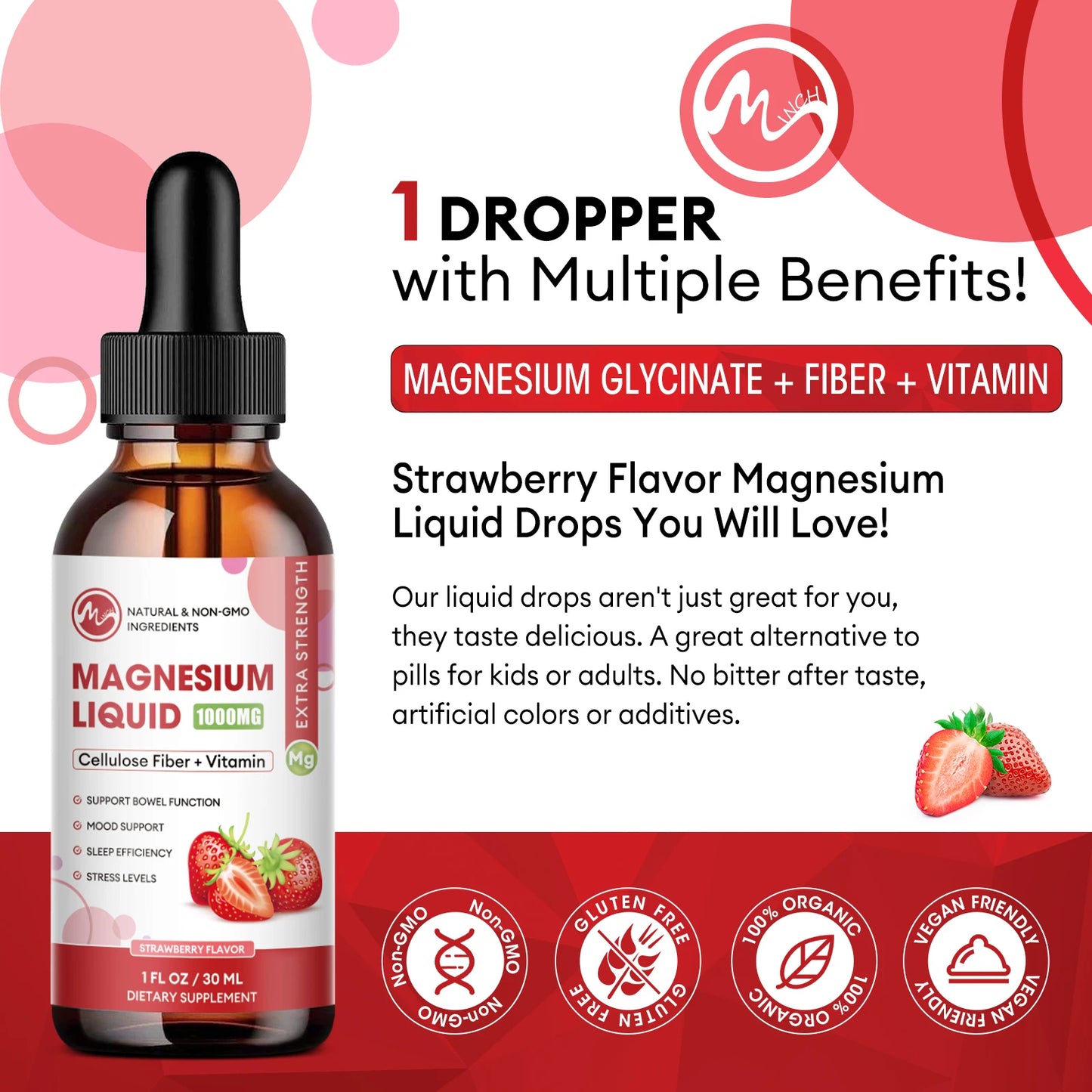 Magnesium Glycinate Liquid Drop, Sleep Support Vegan Non-GMO 30Ml