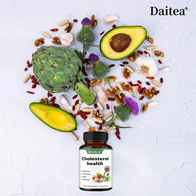 Cholesterol Health Capsules with Berberine, Milk Thistle, Garlic, Artichoke - Balanced Healthy Liver Function & Digestive System