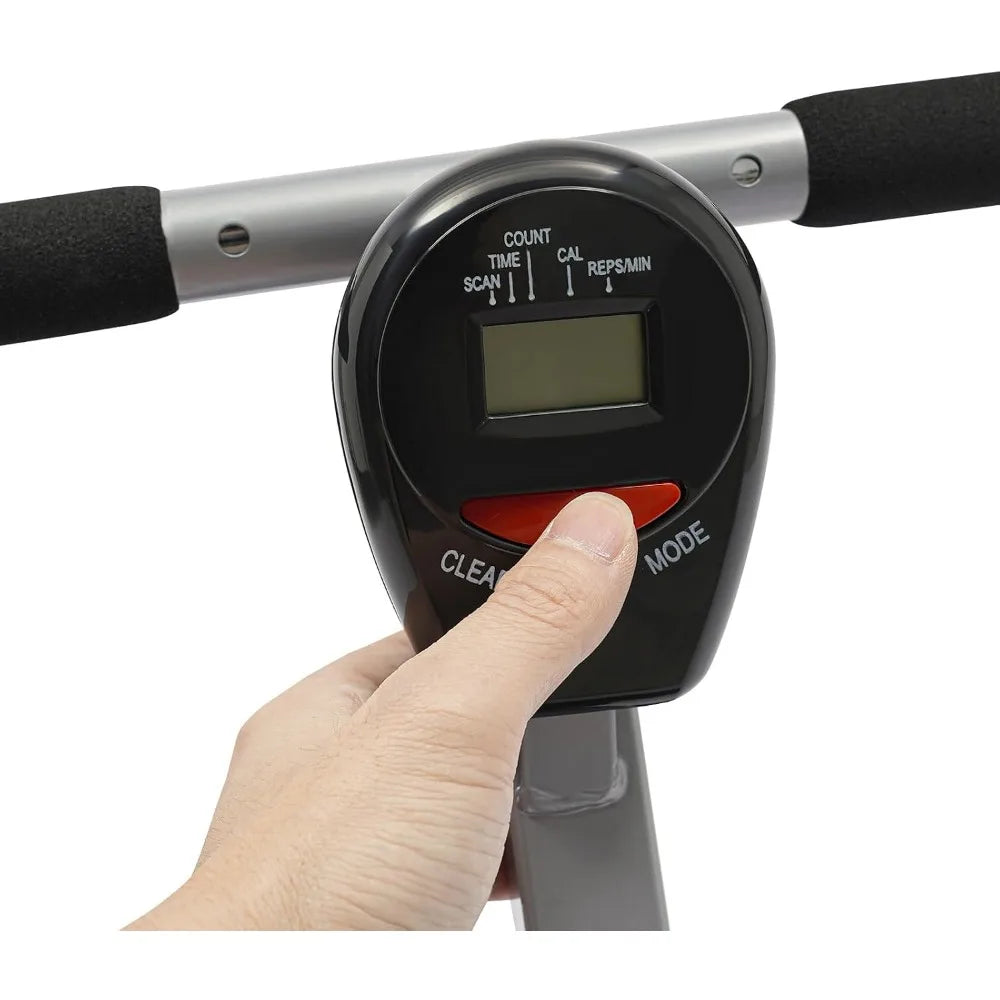 Foldable Hydraulic Rower with 12 Resistance Levels for Home Gym Dual Track Exercise Equipment