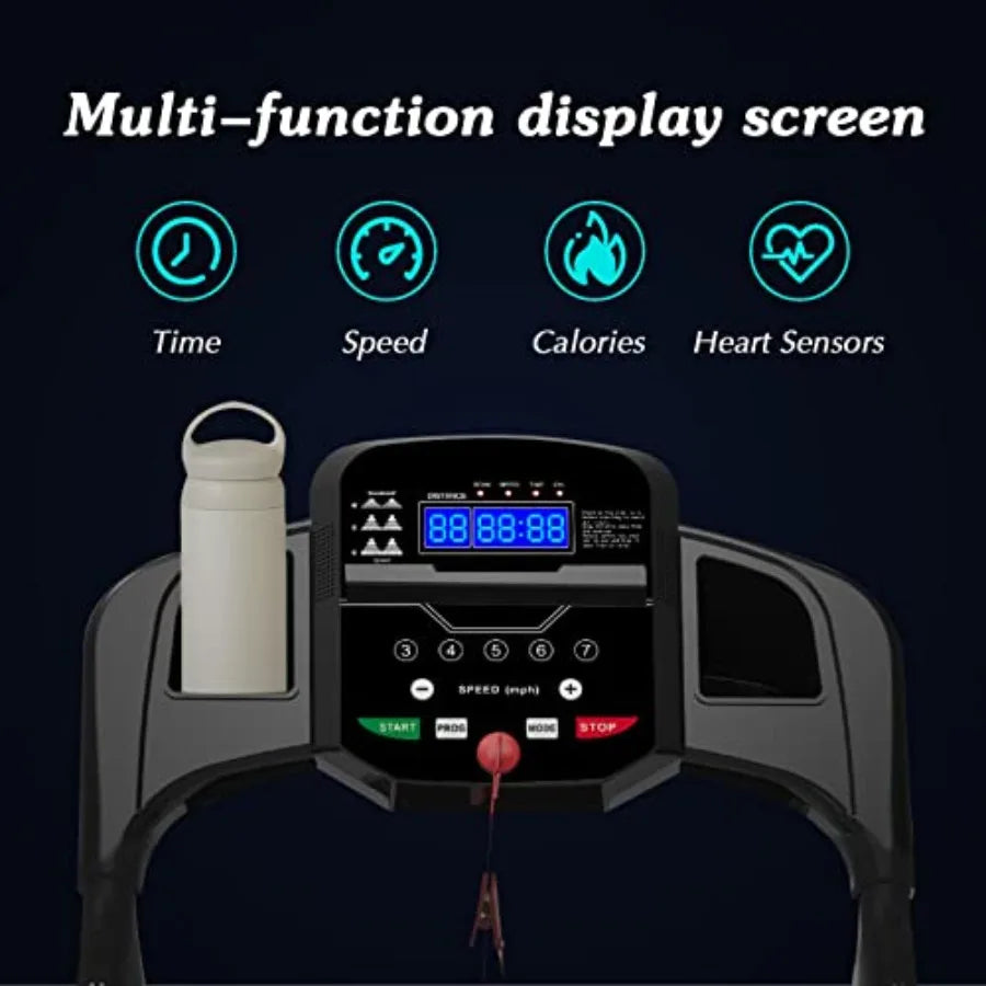 Folding Treadmill for Home Office Gym Electric Running Walking Exercise Machine with LCD Monitor Cup Holder 12 Preset Programs