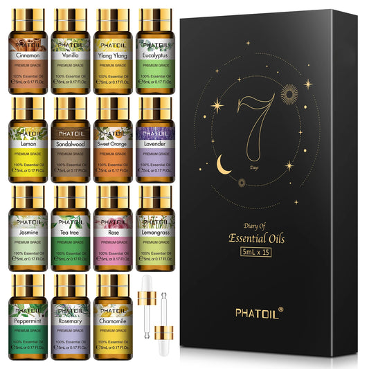 PHATOIL 15 Piece Essential Oils Set Eucalyptus Lavender