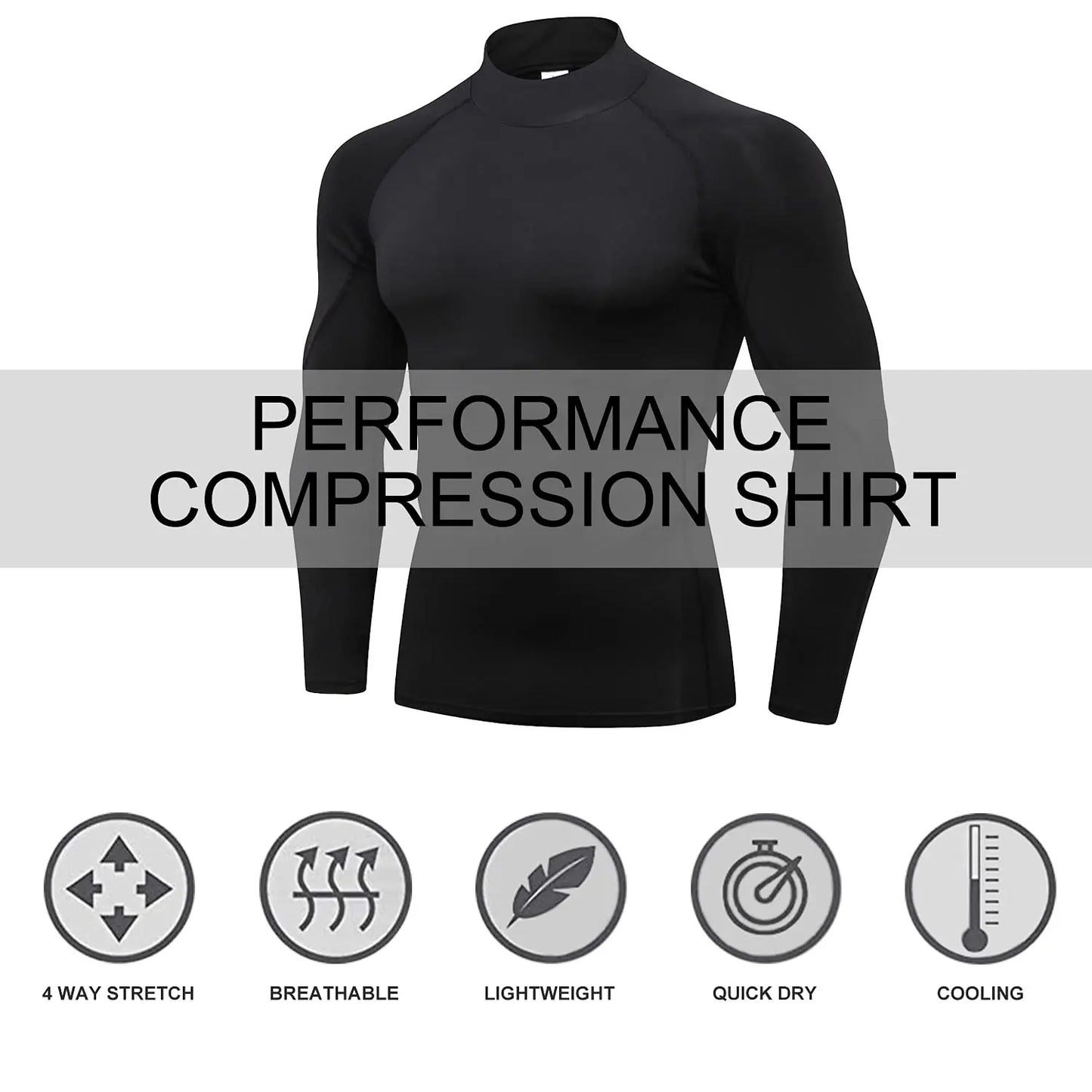 Mens Compression Shirts Long Sleeve Quick Dry Turtleneck