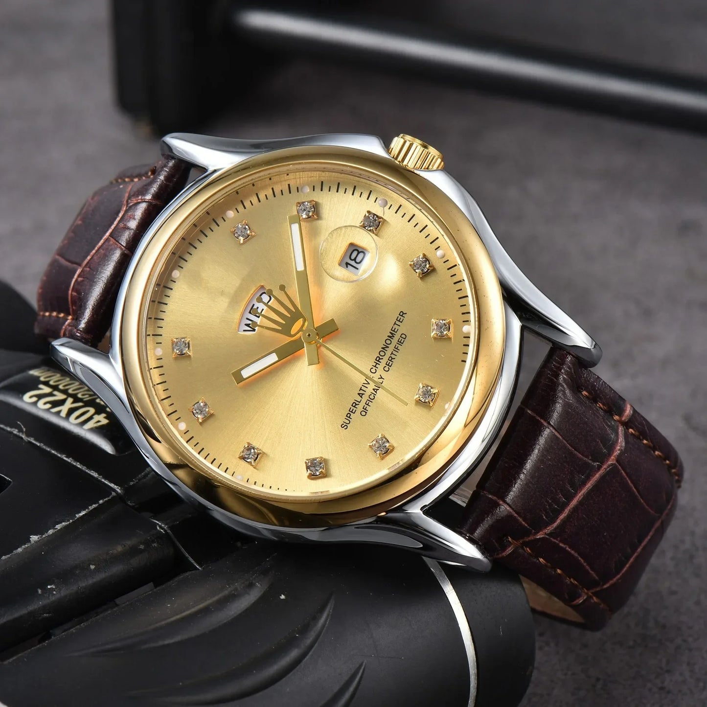 2025 New Luxury Men's Automatic Watch, Sapphire Crystal, Date Display, 100M Waterproof, Genuine Leather Strap, Business Casual