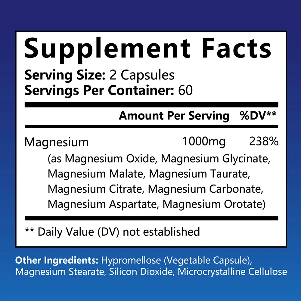 Magnesium Complex - Magnesium Glycinate, Magnesium Malate, Supports Muscle, Bone Health, Sleep Quality, Relieves Anxiety