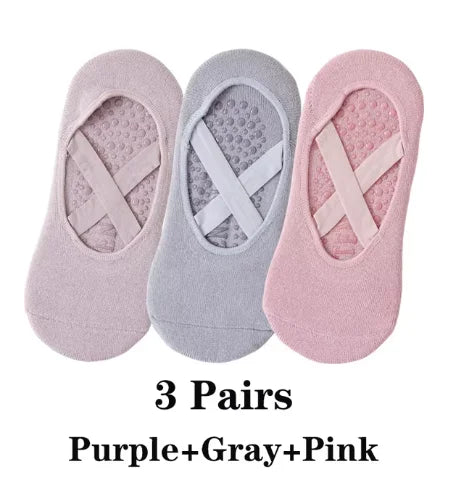 3 Pairs/5 Pairs/1 Pair Yoga Socks Women Cotton Silicone Non-slip Pilates Grip Towel No-Show Barre Breathable Bandage Sports Sock