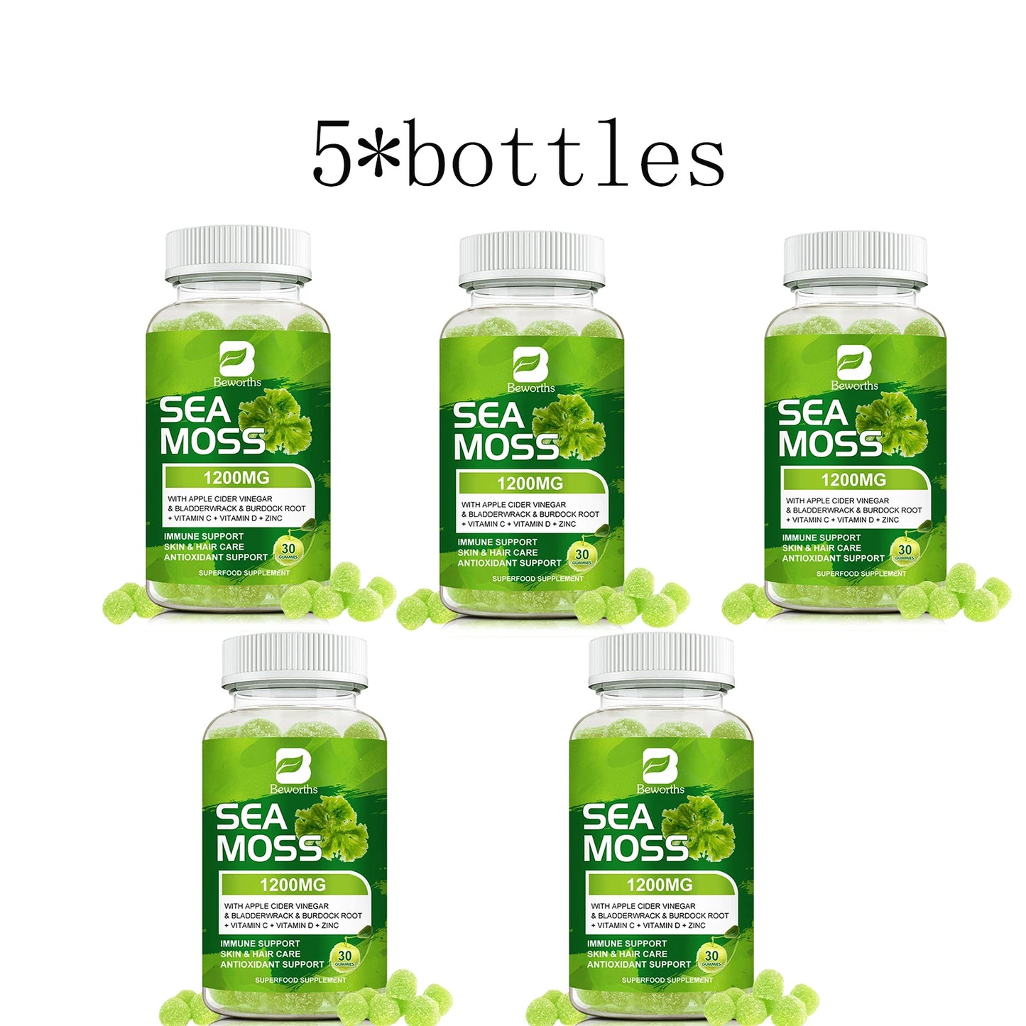 Sea Moss Gummies with Bladderwrack & Burdock Root for Thyroid Energy Immune Support Sea moss Supplement