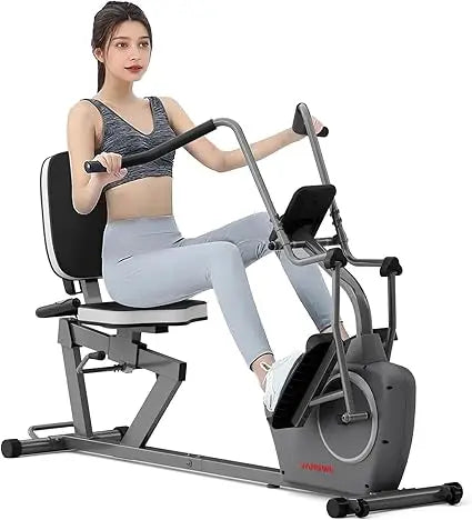 Seniors Elliptical Recumbent Cross Trainer with Arm Exerciser for Home Fitness Training - Recumbent Exercise Bike for Adults wit