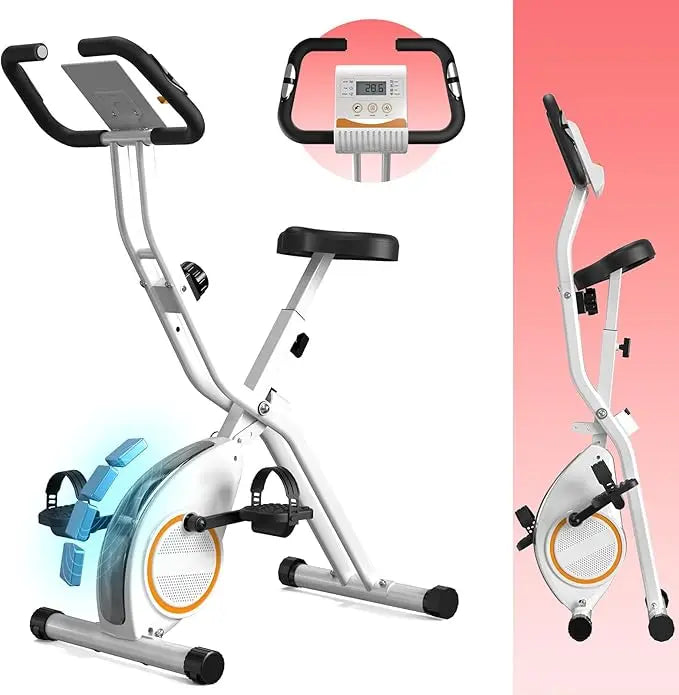 Lightweight 33LB Foldable Exercise Bike for Small Apartments, Stationary Bikes for Home Workout, Indoor Portable Cycling Bike