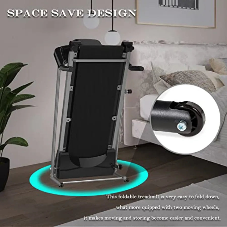 Folding Treadmill for Home Office Gym Electric Running Walking Exercise Machine with LCD Monitor Cup Holder 12 Preset Programs