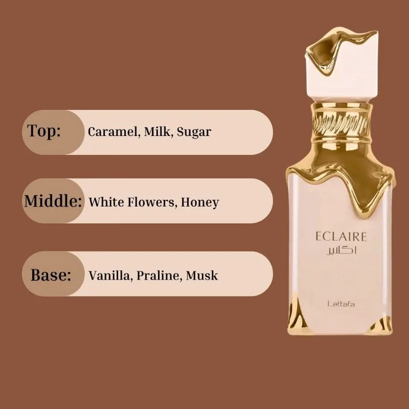 Lattafa Eclaire Eau de Parfum Spray for Women 100ml Original Arab Perfumes LongLasting Floral Fruity Gourmand Fragrances Perfume