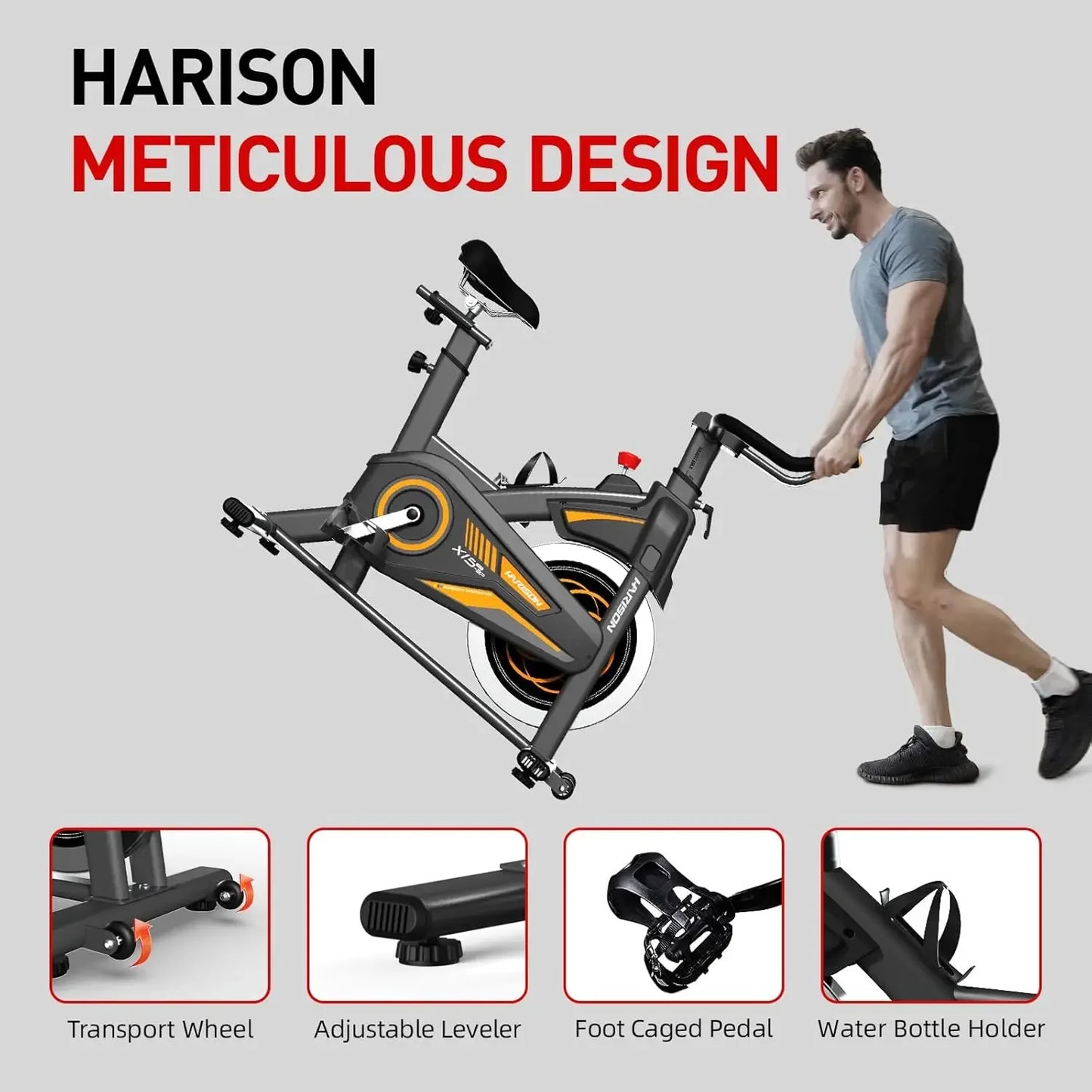 Exercise Bike, Stationary Bike for Home 350/380 lbs Weight Capacity, Magnetic Workout Bike with Bluetooth App, Brake Pad Indoor