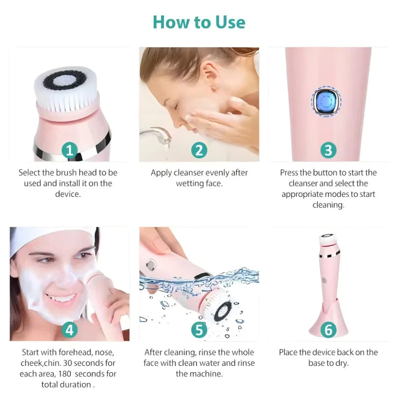 VIMYSHOW 4 In 1 Facial Cleansing Brush IPX7 Waterproof
