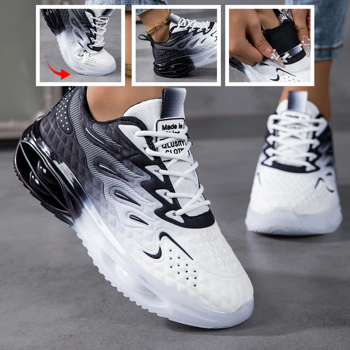 Running shoes for men and women, lightweight mesh breathable comfortable flat soft tennis shoes, couple air cushion sports shoes