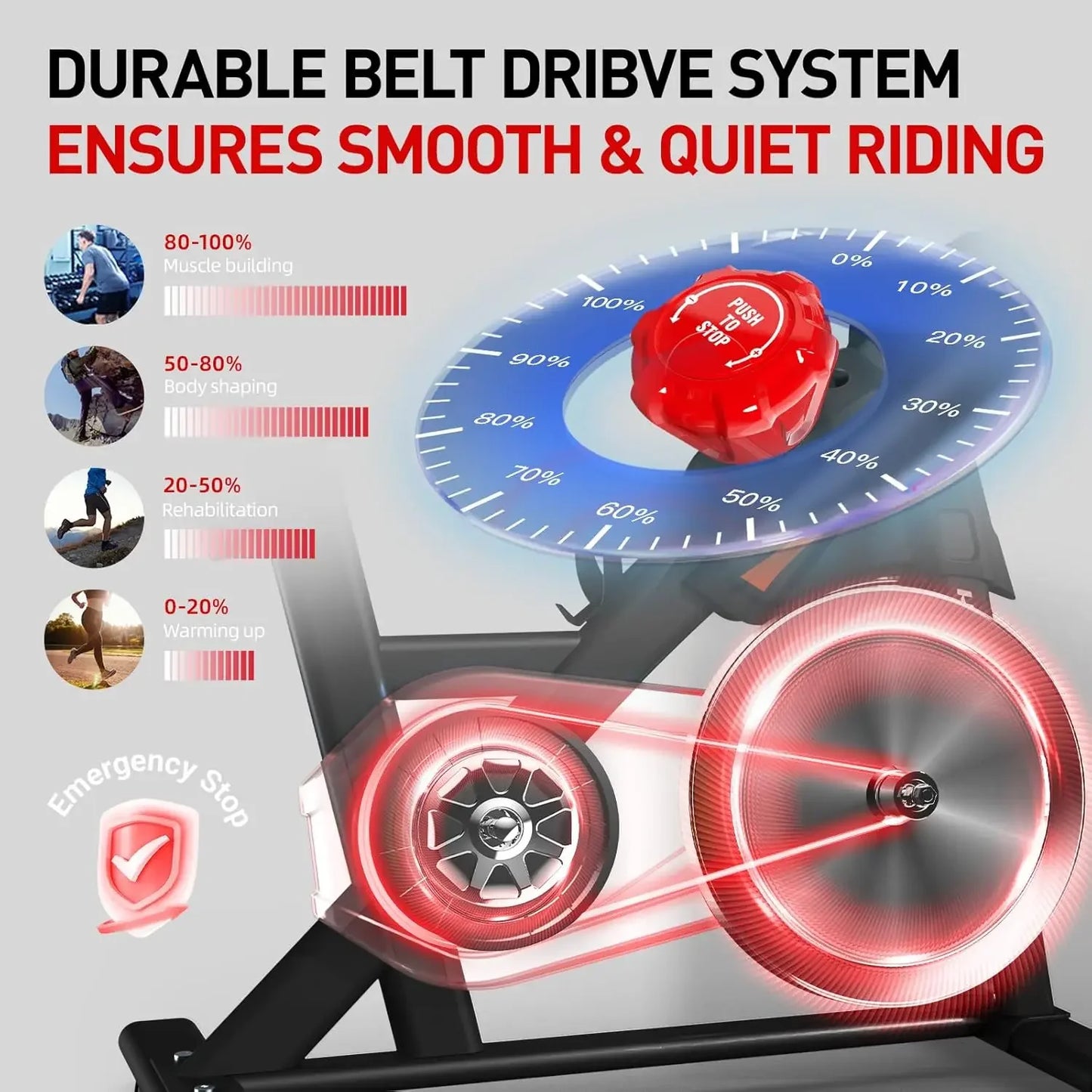 Exercise Bike, Stationary Bike for Home 350/380 lbs Weight Capacity, Magnetic Workout Bike with Bluetooth App, Brake Pad Indoor