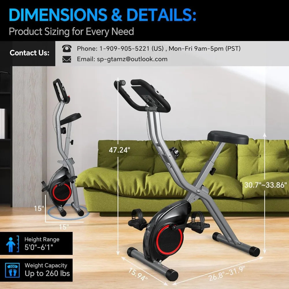 Lightweight 33LB Foldable Exercise Bike for Small Apartments, Stationary Bikes for Home Workout, Indoor Portable Cycling Bike