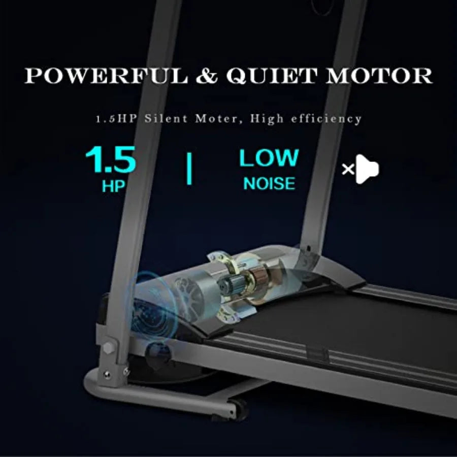 Folding Treadmill for Home Office Gym Electric Running Walking Exercise Machine with LCD Monitor Cup Holder 12 Preset Programs