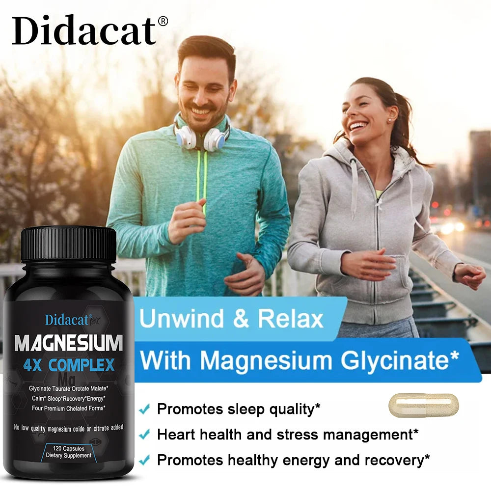 4X Magnesium Capsules - Sleep Calm Relaxation, Heart, Muscle, Joint Health - Non-GMO