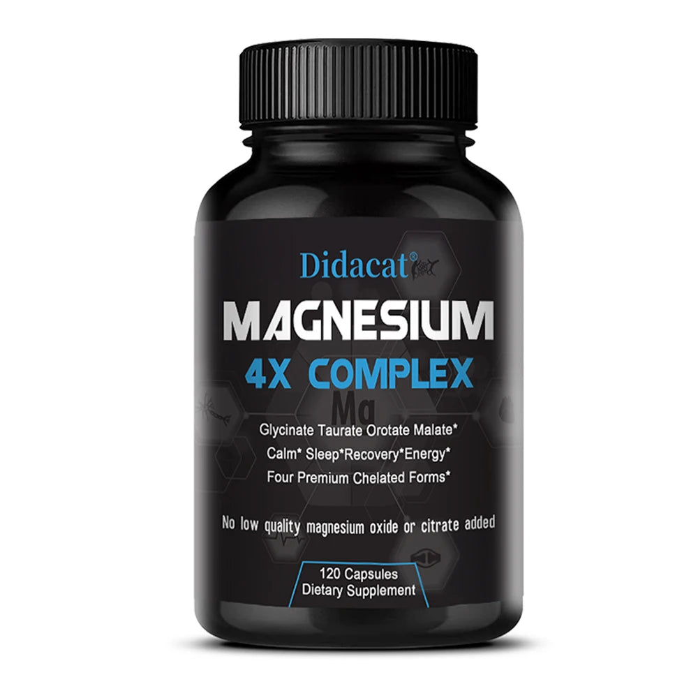 4X Magnesium Capsules - Sleep Calm Relaxation, Heart, Muscle, Joint Health - Non-GMO
