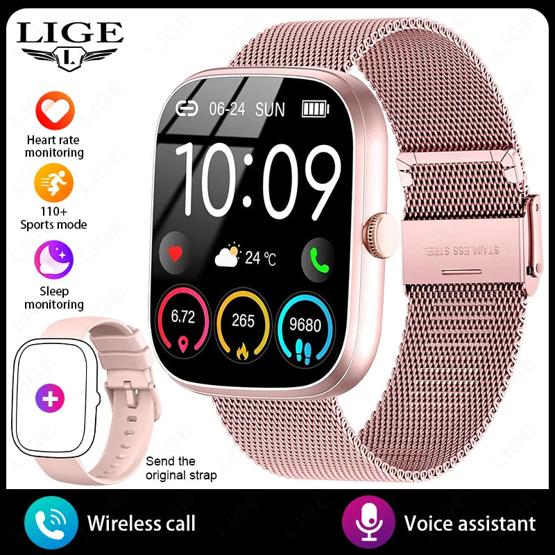 LIGE Smart Watch 1.96" Smartwatch Men Answer/Make Call IP68 Waterproof Fitness Tracker Sport Heart Rate Sleep Monitor Smartwatch