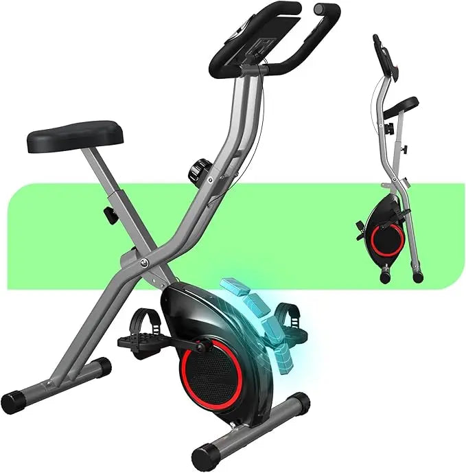 Lightweight 33LB Foldable Exercise Bike for Small Apartments, Stationary Bikes for Home Workout, Indoor Portable Cycling Bike