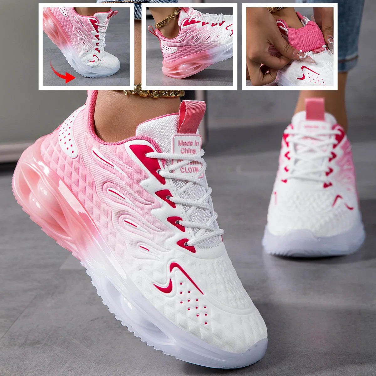 Running shoes for men and women, lightweight mesh breathable comfortable flat soft tennis shoes, couple air cushion sports shoes