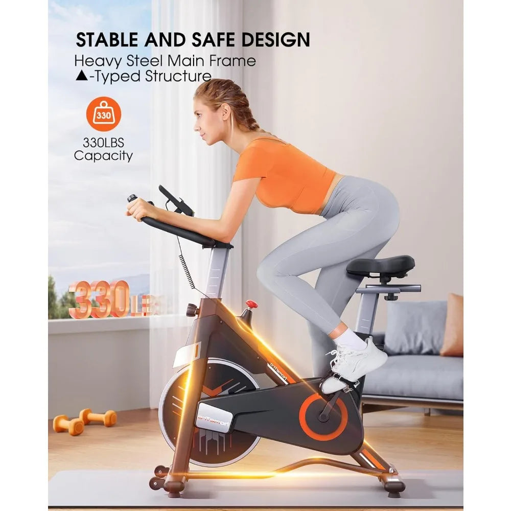 Stationary Exercise Bikes for Home, Magnetic Resistance,330 LBS Maximum Capacity, Quiet and Stable Indoor Cycle Bikes, Adjustabl