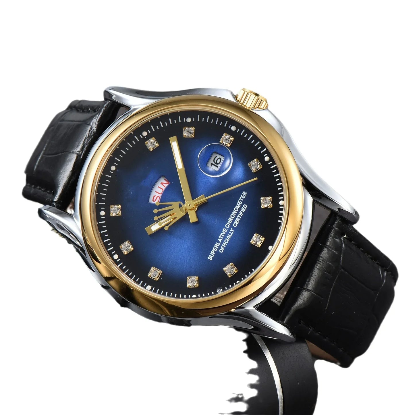 2025 New Luxury Men's Automatic Watch, Sapphire Crystal, Date Display, 100M Waterproof, Genuine Leather Strap, Business Casual