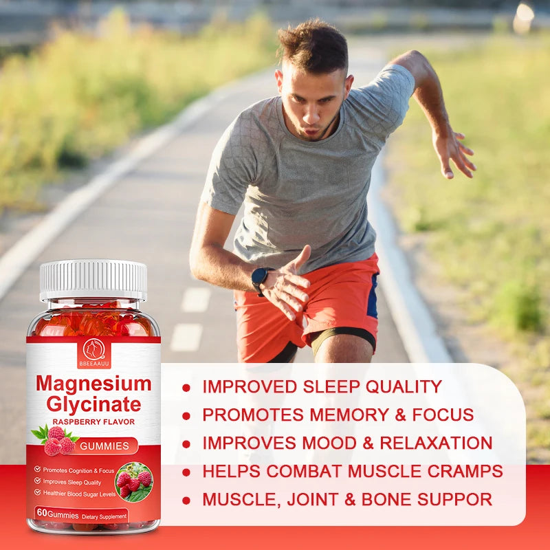 BBEEAAUU Glycinate Magnesium Gummies Support Sleep Health Calm Relieves Stress Support Memory Concentration and Muscle Spasms