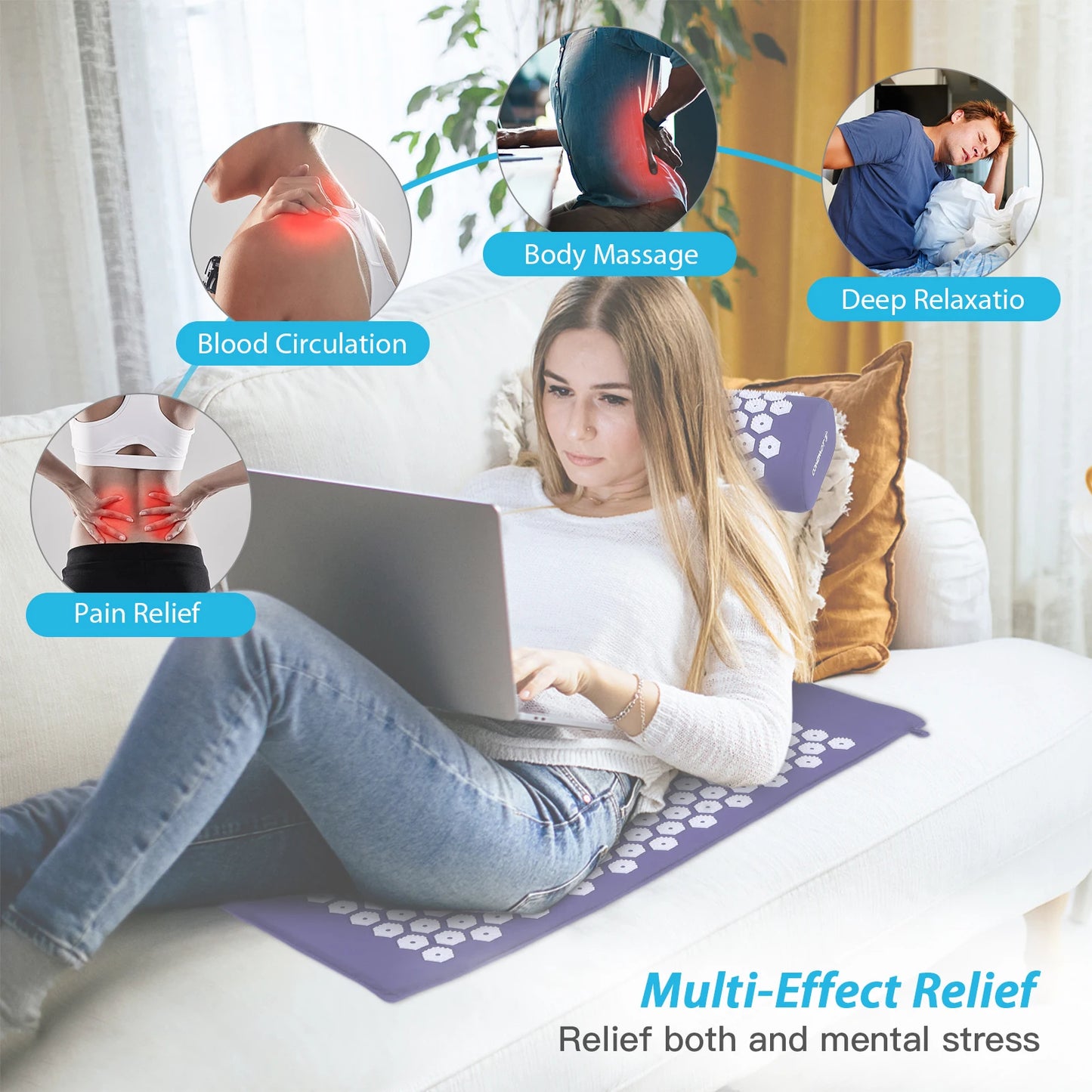acupressure mat for stress relief TOMSHOO Acupressure Mat and Pillow Massage Set with Bag for Muscle Relaxation Stress Relief