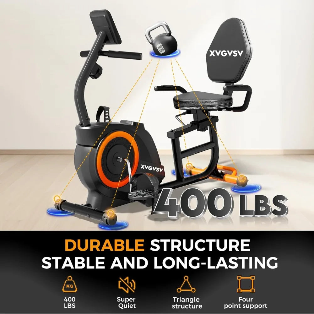 Recumbent Exercise Bike, Recumbent Stationary Bike for Home, Recumbent Bike with 400LB Weight Capacity Whisper-Quiet 16 Levels M