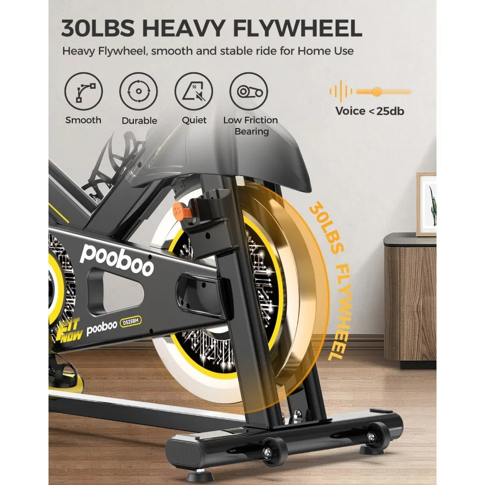 Exercise Bike, Adjustable Magnetic/Brake Pad Resistance Silent Belt Drive, Indoor Cycling Bike for Home Cardio, Fitness Station