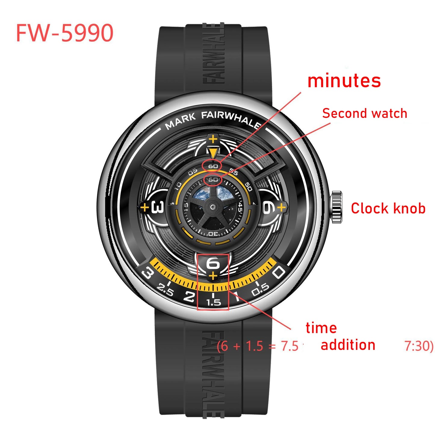 Mark Fairwhale 5990 Casual Sport Quartz Wristwatch For Men