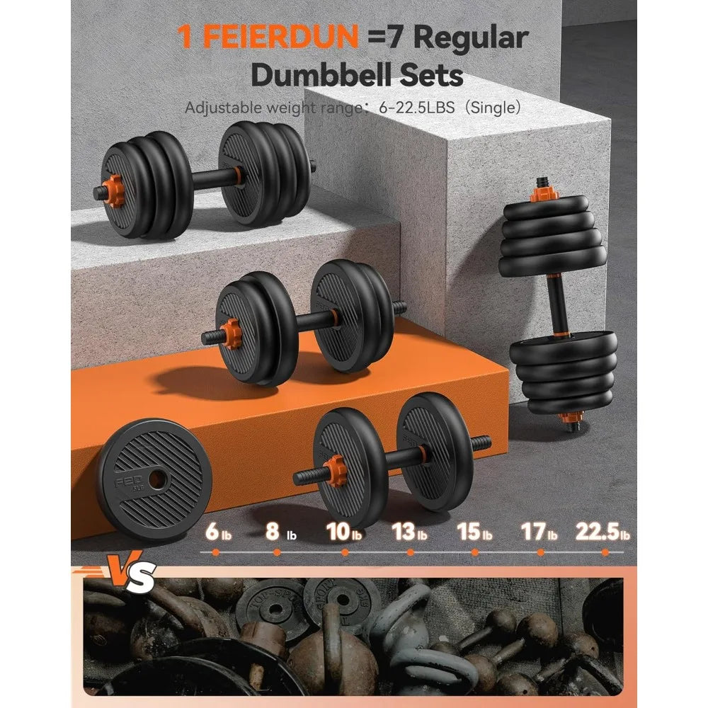Adjustable Dumbbell Set 5 in 1 for Barbells and Kettlebells