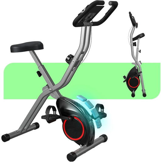 Lightweight 33LB Foldable Exercise Bike for Small Apartments, Stationary Bikes for Home Workout, Indoor Portable Cycling Bike