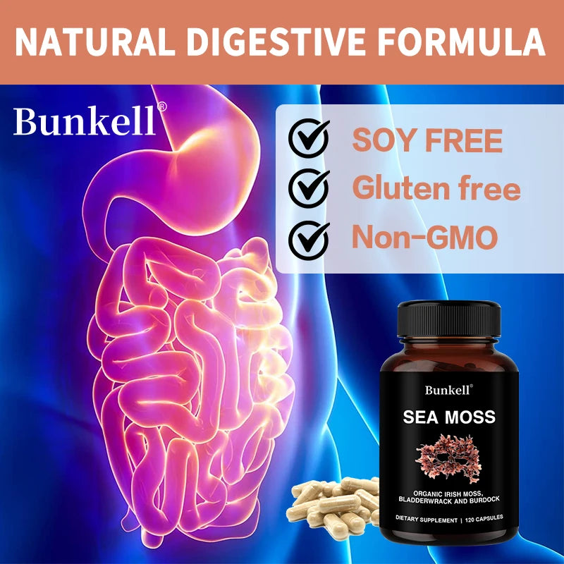 Organic Irish Moss Supplement Capsules, Boosts Immune System, Supports Thyroid Health, Supports Gut Health, Skin Health