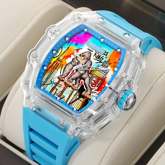 BOZLUN Funny Creative Vitality Dial Wristwatch For Men Women Fashion Movement Mechanical Watch Personalized Comic Octopus Watch