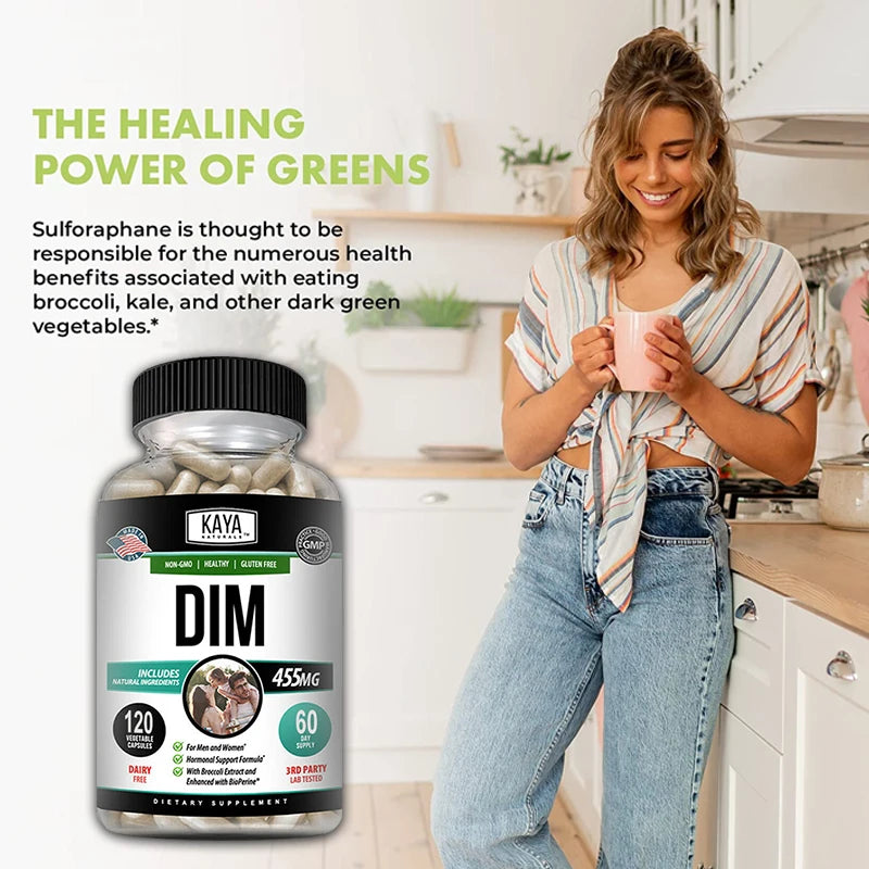 DIM Supplement for Men and Women, Supports Hormone Balance, Postmenopause, Detoxification, Mood & Skin Health, 120 Capsules